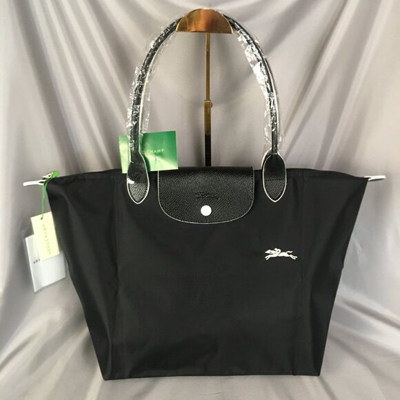 NWT Longchamp Le Pliage Original Large Shoulder Nylon Bag Tote Black - Picture 1 of 11
